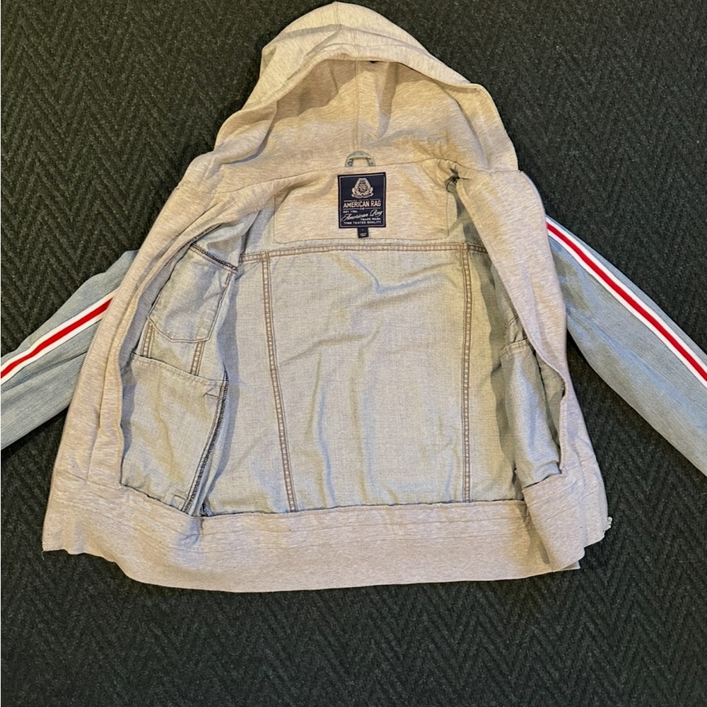 American Rag Light Blue Jean Jacket with Hood - Picture 7 of 10